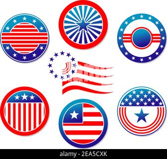 Bandiere e simboli nazionali americani impostati per il concetto di elezione Illustrazione Vettoriale