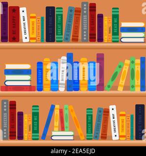 Libreria librerie con libri colorati, può essere utilizzato per progetti di business, presentazioni o qualsiasi disegno adatto. Illustrazione Vettoriale