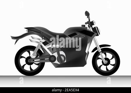 Moto nero realistico su sfondo bianco Illustrazione Vettoriale