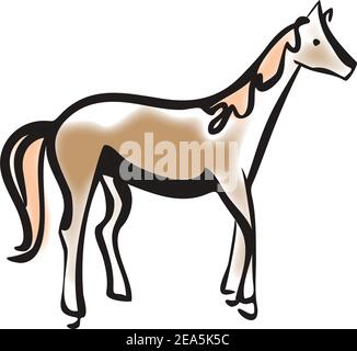 Silhouette di eleganti linee a forma di cavallo Illustrazione Vettoriale