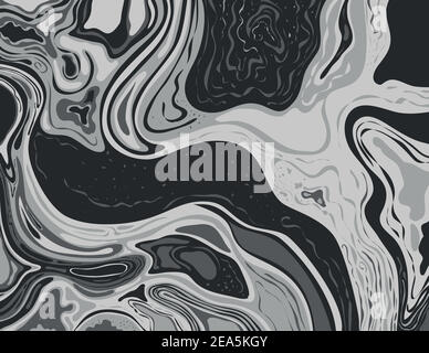 Marbling digitale o illustrazione di un marmo astratto, psychedelic, liquido e marbling simulato nello stile di Suminagashi Kintsu Illustrazione Vettoriale