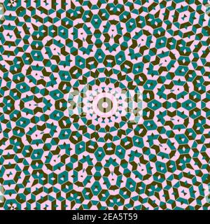 Computer generated Round gradient mandala texture sfondo sfondo. Mandala etnico con ornamento tribale colorato. Mandala boho in rosa e verde. Foto Stock