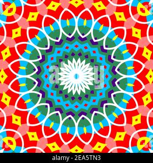 Sfondo Mandala. Immagine di elevata qualità con colori vivaci, pronta per la stampa sui prodotti. Ideale per ornamento per decorare un saluto Foto Stock