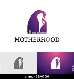 Pinguino di maternità Madre bambino Love Logo modello Illustrazione Vettoriale