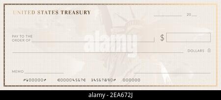 Modello di controllo banco stimolo vuoto. Falso mockup del libro di controllo Illustrazione Vettoriale