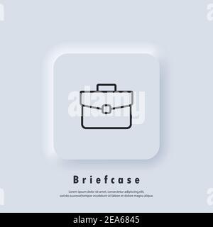Icona della valigetta. Simbolo del caso. Portfolio. Vettore. Pulsante Web interfaccia utente bianca Neumorphic UI UX. Neumorfismo Illustrazione Vettoriale