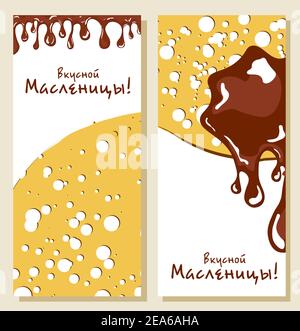 Frittelle russe con isolato di caviale su sfondo bianco. L'iscrizione in Maslenitsa russa. Grafica vettoriale. Illustrazione Vettoriale