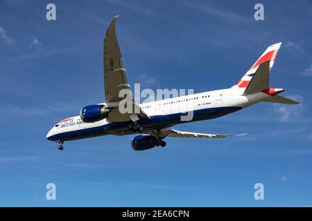 Boeing 787 Dreamliner di BA British Airways Foto Stock