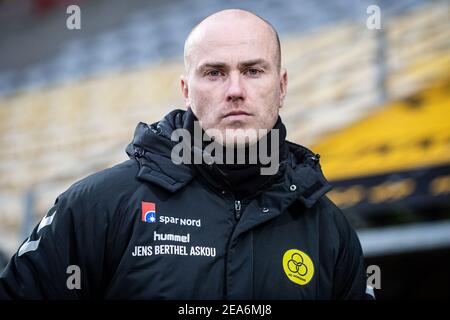 Horsens, Danimarca. 07 febbraio 2021. Il capo allenatore Jens Berthel Askou dell'AC Horsens visto durante la partita 3F Superliga tra AC Horsens e FC Copenhagen alla Casa Arena di Horsens. (Foto: Gonzales Photo - Morten Kjaer). Foto Stock