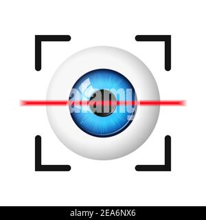 Icona scansione oculare. Concetto di scansione retina. Logo di blocco di sicurezza nero. Illustrazione vettoriale Illustrazione Vettoriale