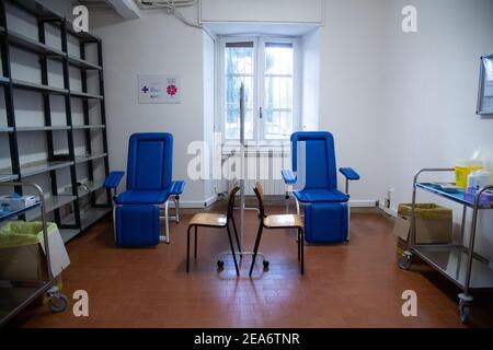 Roma, Italia. 8 febbraio 2021. Camera per la vaccinazione (Foto di Matteo Nardone/Pacific Press) Credit: Pacific Press Media Production Corp./Alamy Live News Foto Stock