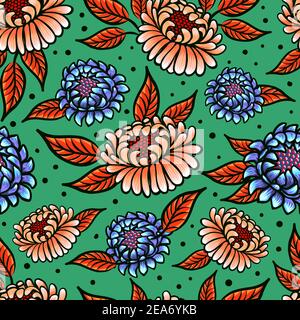 Motivo medieviale senza cuciture con fiori fantasy. Sfondo floreale senza cuciture per tessuti, tessuti, copertine, sfondi, stampa, confezione regalo, arredo casa. Illustrazione Vettoriale