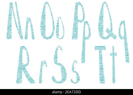 Alfabeto latino disegnato a mano in stile cucito Illustrazione Vettoriale