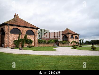 Hazel Gap Barn, Nottingham, Regno Unito - 6 marzo 2020 Beautiful Red Brick fienile luogo di nozze situato nella Foresta di Sherwood Nottinghamshire campagna Foto Stock