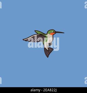 Illustrazione vettoriale della colibrì con gola di rubino per Butterfly e Hummingbird Day ON 3 ottobre Illustrazione Vettoriale