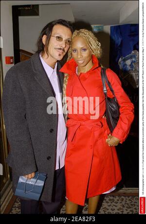 La coreografa E ballerina STATUNITENSE mia Frye e suo marito Michel Ressiga partecipano a una festa promozionale del gioielliere svizzero Van Der Bauwede's alla sala VIP di Parigi-Francia il 6 maggio 2004. Foto di Francois-Xavier Lamperti/ABACA Foto Stock