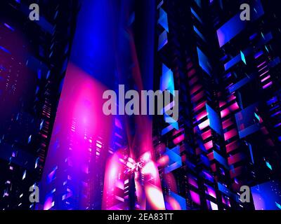 Astratto neon brillante sfondo - illustrazione 3d generata digitalmente Foto Stock