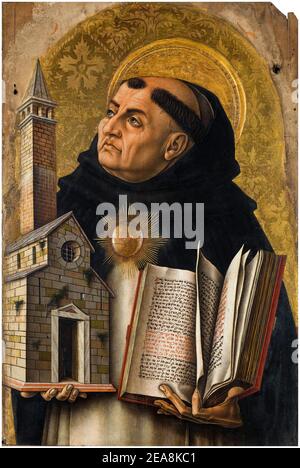 San Tommaso d'Aquino, (1225-1274), Italiano, filosofo, Frate Domenicano, sacerdote cattolico, ritratto di Carlo Crivelli, 1476 Foto Stock