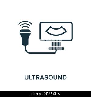 Icona a ultrasuoni. Elemento semplice dalla raccolta dei servizi medici. Icona a ultrasuoni monocromatica riempita per modelli, infografiche e banner Illustrazione Vettoriale