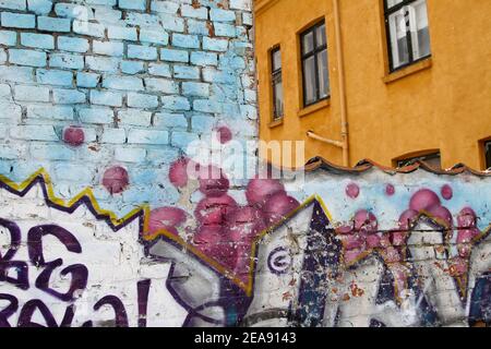 Graffiti su un muro in danimarca scandinavia Foto Stock