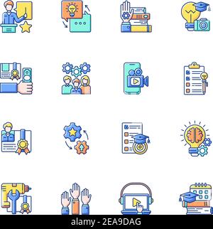 Set di icone di colori RGB per officina Illustrazione Vettoriale