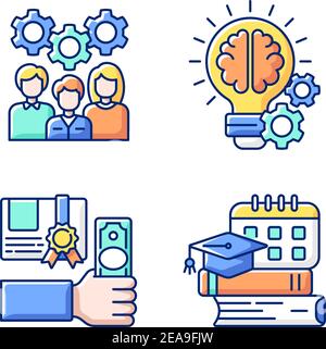 Set di icone di colori RGB per la generazione di idee Illustrazione Vettoriale