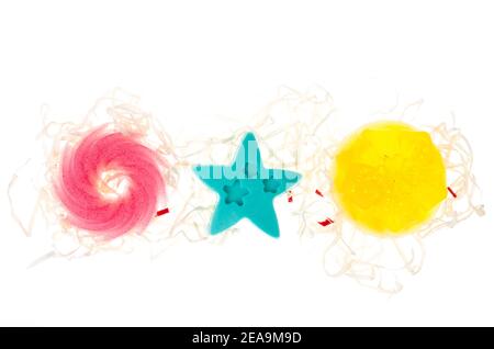Hobby, sapone colorato fatto a mano su sfondo bianco. Studio foto Foto Stock