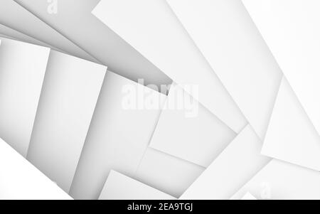 Sfondo bianco astratto, modello di fogli di carta bianchi. illustrazione del rendering 3d Foto Stock