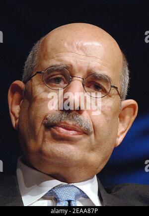 Il direttore generale dell'Agenzia internazionale per l'energia atomica Mohamed El Baradei ha fatto un discorso alla Conferenza internazionale di non proliferazione il 7 novembre 2005 a Washington, DC, USA. Foto di Olivier Douliery/ABACAPRESS.COM Foto Stock