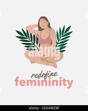 Modello a T-Shirt Body Positivity con UNA donna che ridefinisce la femminilità Foto Stock