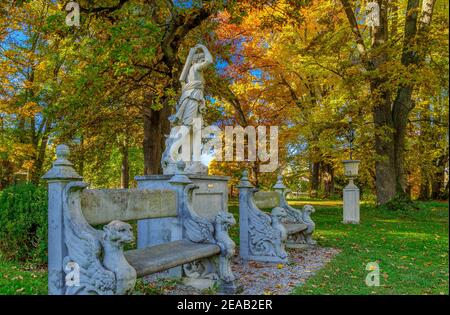 Statua di Diana a Schacky Park, Dießen am Ammersee, Baviera, Germania, Europa Foto Stock