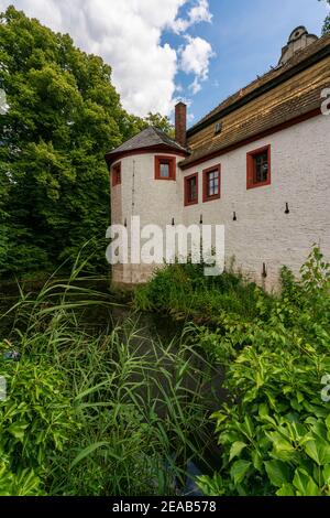 Castello ormeggiato Windischleuba a Windischleuba, Altenburger Land distretto, Turingia, Germania Foto Stock