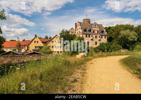 Castello ormeggiato Windischleuba a Windischleuba, Altenburger Land distretto, Turingia, Germania Foto Stock