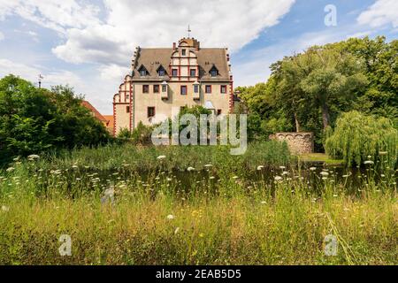 Castello ormeggiato Windischleuba a Windischleuba, Altenburger Land distretto, Turingia, Germania Foto Stock