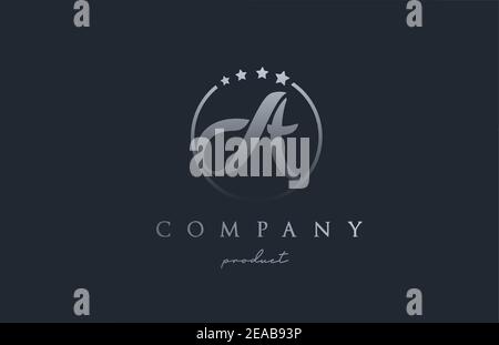 Un logo con lettera alfabetica grigio blu per aziende e aziende. Design con cerchio e stella. Può essere utilizzato per un marchio di lusso Illustrazione Vettoriale