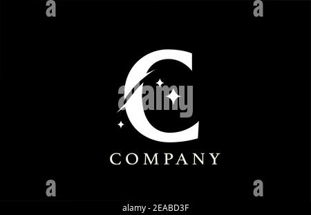 Logo lettera alfabetica C per branding e business. Design creativo semplice con Swoosh in bianco e nero. Può essere utilizzato per un'azienda di lusso Illustrazione Vettoriale