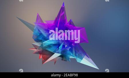 Rendering 3D, sfondo futuristico geometrico astratto 3D, elemento poligono volume multicore Foto Stock