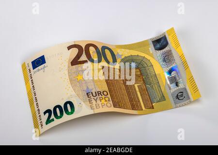 banconota da 200 euro sotto forma di onda, Foto Stock