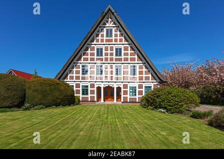 Casa a graticcio in Jork, Altes Land, Stade distretto, bassa Sassonia, Foto Stock