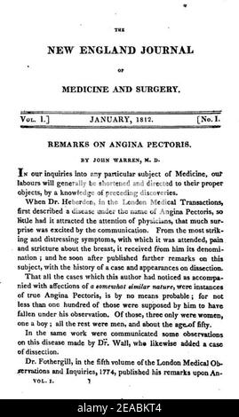 Nejm18120101 Volume i numero I. Foto Stock