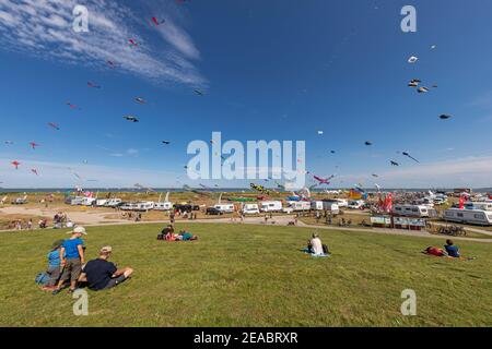 14° Festival internazionale del kite a Schillig, parte del comune di Wangerland, distretto di Friesland, bassa Sassonia, Foto Stock