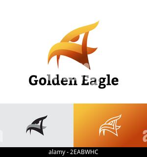 Modello con logo Golden Eagle Hawk Head Abstract Illustrazione Vettoriale