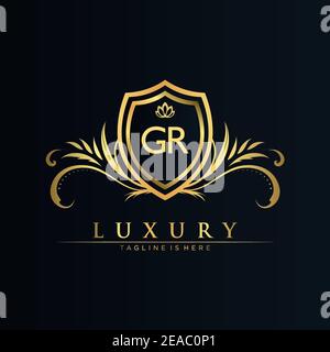 Initial Letter with Royal Template.Elegant with Crown logo vector, Creative lettering Logo Vector Illustration Illustrazione Vettoriale