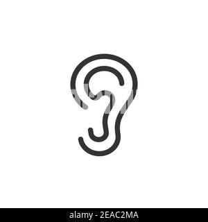 Icona dell'orecchio . Vendita di apparecchi acustici. Il logo del medico di otolaringologia. Illustrazione Vettoriale