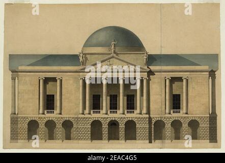 New County Hall, Stafford, Inghilterra. Proposta di facciata. Elevazione Foto Stock