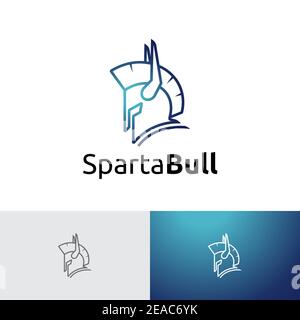Sparta Bull Horn monolina stile semplice Logo Illustrazione Vettoriale