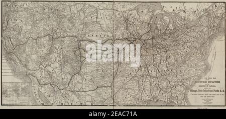 Nuova mappa stradale degli Stati Uniti e del Dominion del Canada, che mostra Chicago, Rock Island e Pacific R.R.; la grande rotta terrestre e la breve linea verso ovest e sud-ovest. Foto Stock