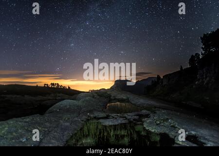 Stalloni di Sibe, sotto le stelle, Svizzera Foto Stock