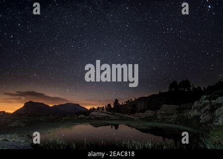 Stalloni di Sibe, sotto le stelle, Svizzera Foto Stock