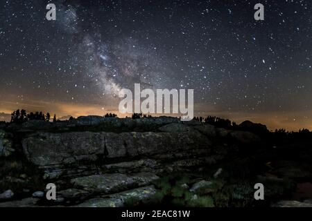 Stalloni di Sibe, sotto le stelle, Svizzera Foto Stock